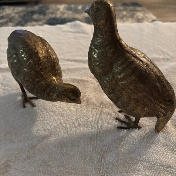 Vintage brass pair of quails - Picture 1 of 6